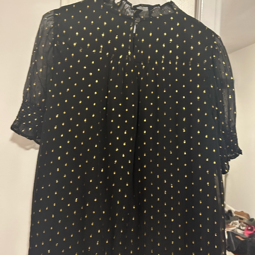 J. Crew Black Blouse with Gold Accents